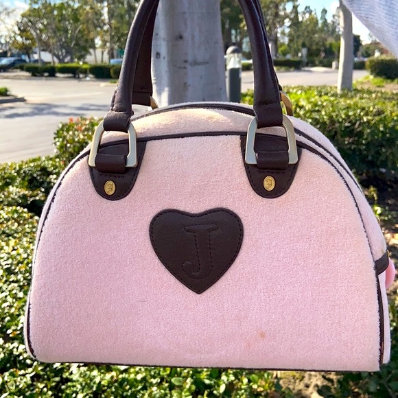 Vintage Juicy Couture BABY PINK Velour Terry BOWLER BAG Y2K RARE BARBIECORE - Picture 7 of 15